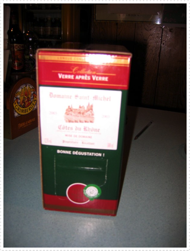 Box wine Betz drank in Mezin, France Box wine Betz drank in Mezin, France