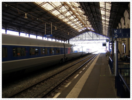Train station in Agen, France - train Scott and Emily arrived on from Paris, France Train station in Agen, France - train Scott and Emily arrived on from Paris, France