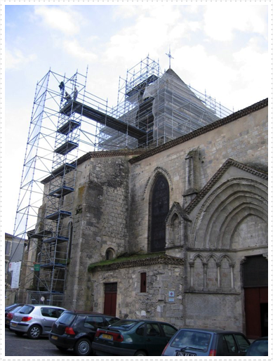 Church in center ville of Mezin, France Church in center ville of Mezin, France