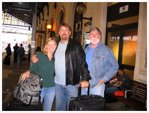 Emily, Scott and Mike at train station in Agen, France Emily, Scott and Mike at train station in Agen, France