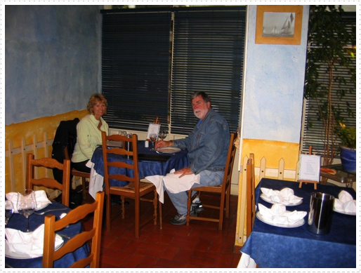 Betz and Mike having dinner in Aux Delices du Roy, Nerac, France Betz and Mike having dinner in Aux Delices du Roy, Nerac, France