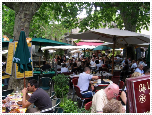 Eating area in Carcassonne, France Eating area in Carcassonne, France