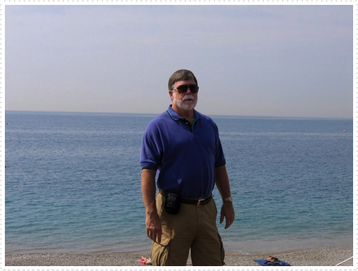Mike with Mediterranean in background - Nice, France Mike with Mediterranean in background - Nice, France