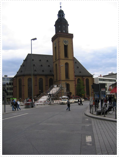 Church just off pedestrian shopping area Church just off pedestrian shopping area