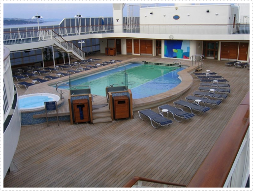 Swimming pool on The World cruise ship Swimming pool on The World cruise ship