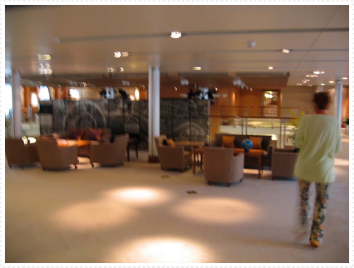 Open area on deck above Reception area on The World cruise ship Open area on deck above Reception area on The World cruise ship